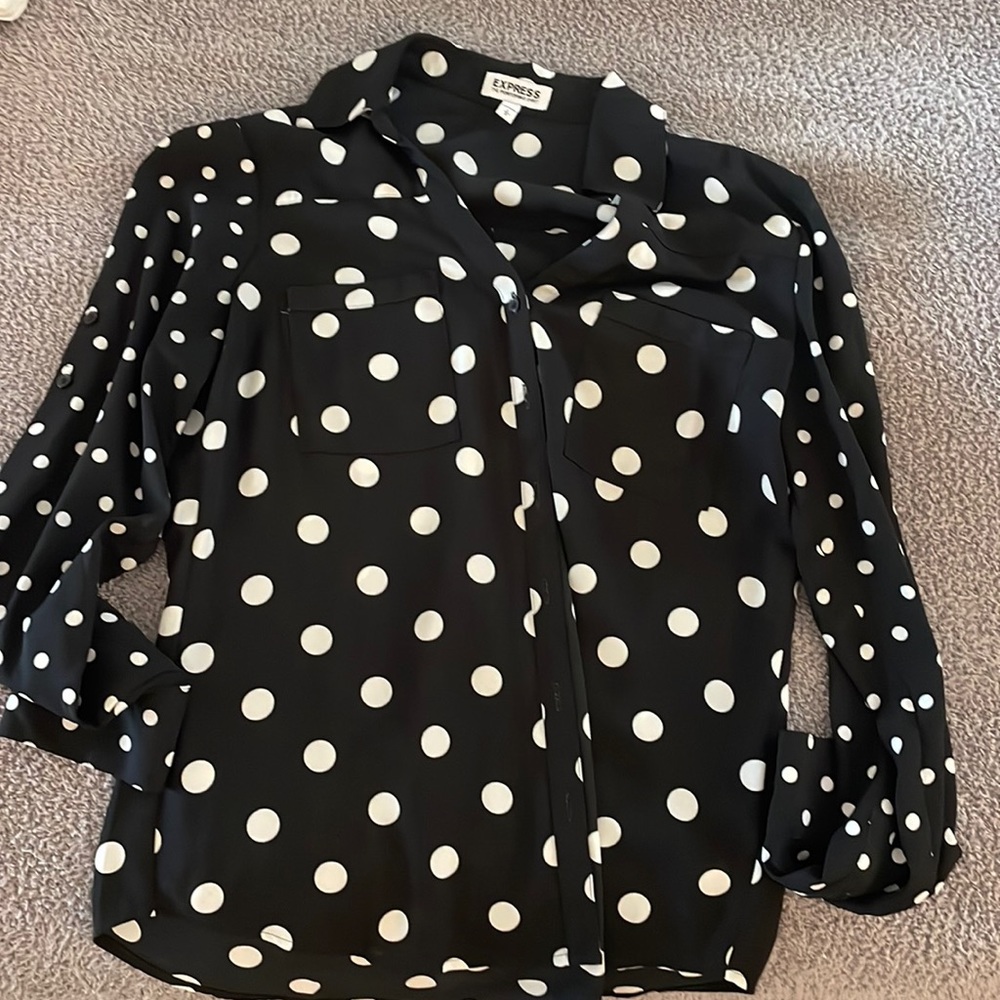 Women's Express portofino long sleeve black and white shirt